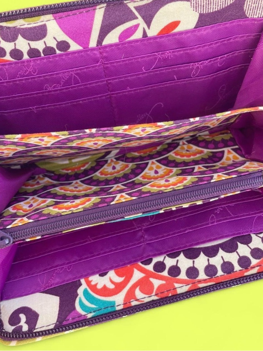 Vera Bradley Plum Crazy Purple Signature Fabric Wallet - Picture 4 of 4